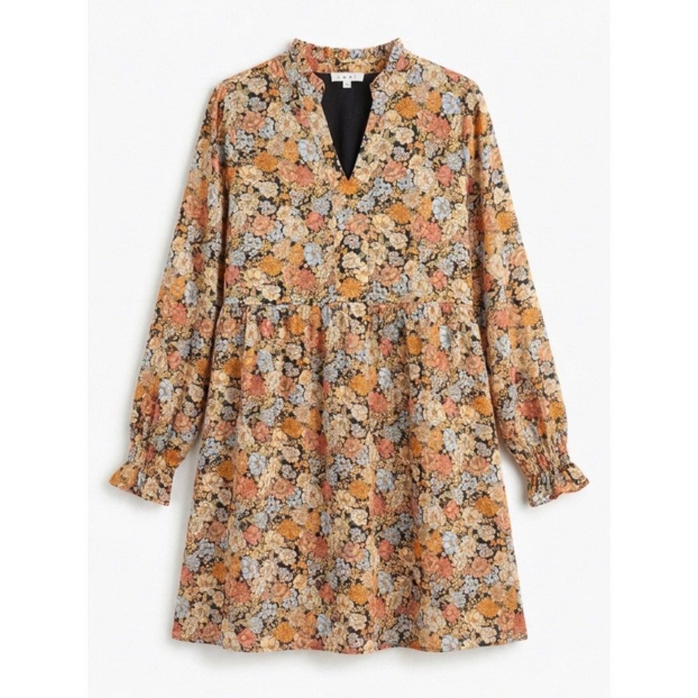 THML Floral V-Neck Long Sleeve Dress- Black, Mustard, Blush